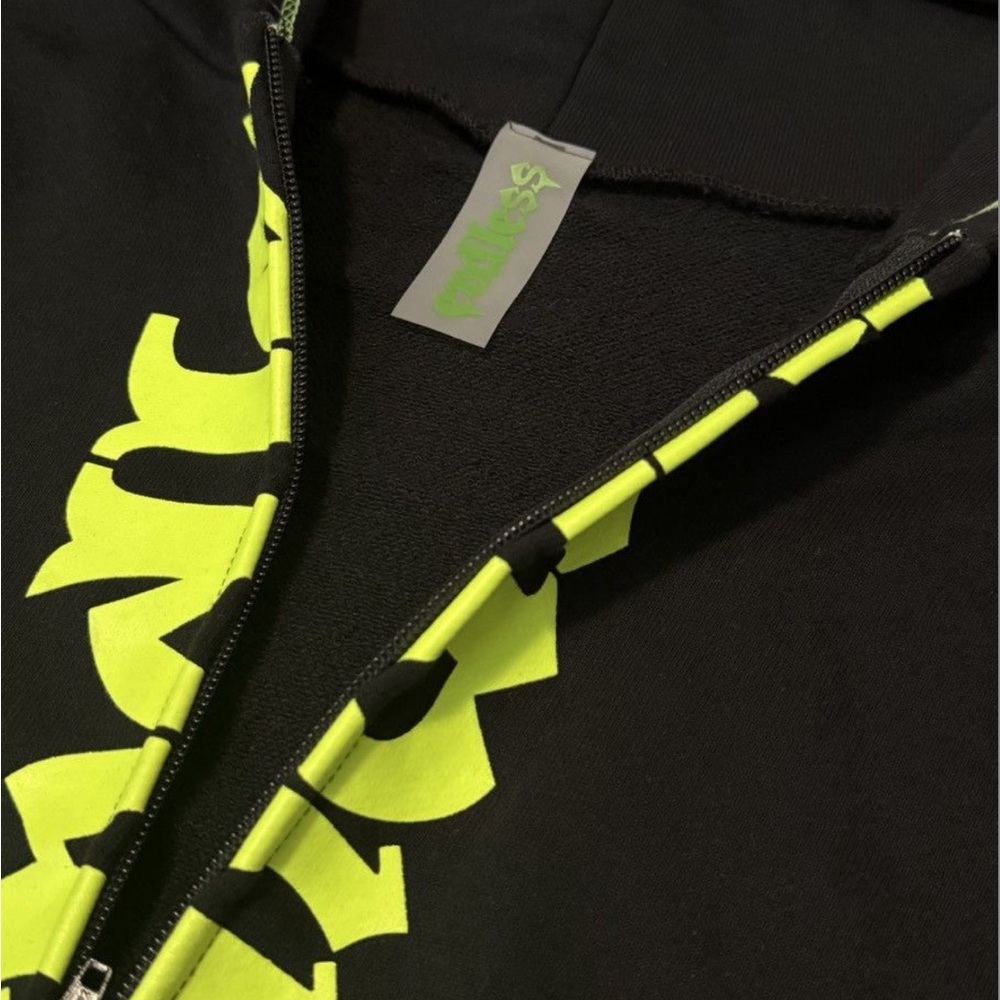 VLONE Black & Neon Yellow Kids Zip Hoodie